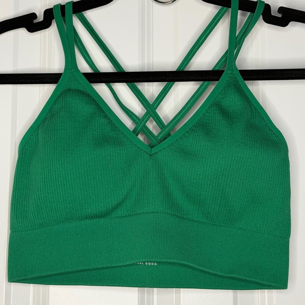 Aerie Emerald Strappy Sports Bra